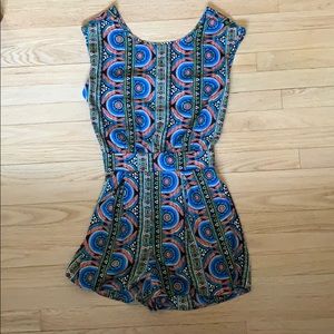 Alya Aztec romper, open back, NWOT